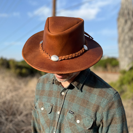 Full Brim Hats | Leather Rancher Hat