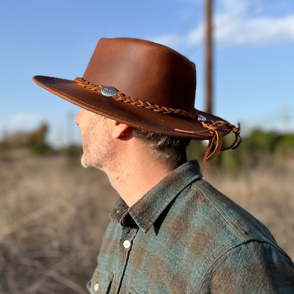 Full Brim Hats | Leather Rancher Hat