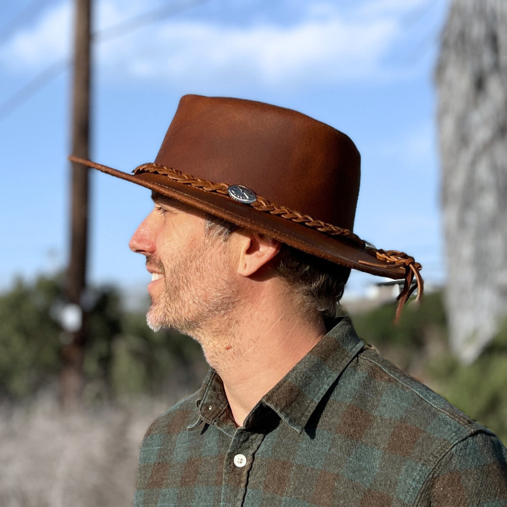 Full Brim Hats | Leather Rancher Hat